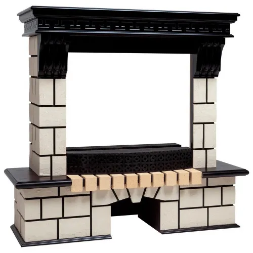 Портал RealFlame STONE (под очаг 25,5/25) античный дуб, кирпич тёплый белый